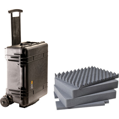 Pelican Protective Watertight Case Mobility Kit with Wheels and Pick-N-Pluck Foam (BLACK) | Model - 1560M