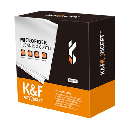 K&F Concept 20pcs Microfiber Cleaning Cloth Kit, 15X15cm White Dry-in Vacuum Wrapped for Camera Lens