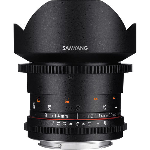Samyang Manual Focus 14mm T3.1 VDSLR II Cine Lens Suitable for Canon EF DSLR Camera SYDS14M-C