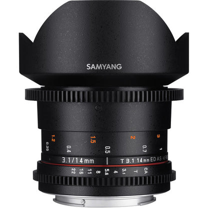 [CLEARANCE] Samyang Manual Focus 14mm T3.1 VDSLR II Cine Lens Suitable for Canon EF DSLR Camera SYDS14M-C