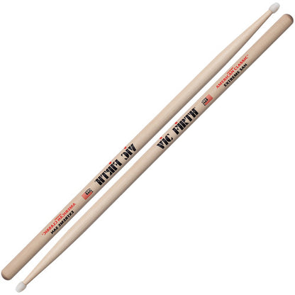 Vic Firth American Classic Extreme 5A Hickory Wood Tear Drop Tip Drumsticks (Pair) Drum Sticks for Drums and Percussion (Wood, Nylon Tips)