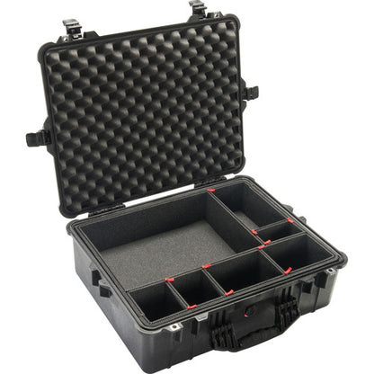 [CLEARANCE] Pelican 1600 Protector Case Unbreakable Airtight Watertight Hard Casing with Rubber Over-Molded Handle, Automatic Pressure Equalization Valve, IP67 Rating (with Foam / Dividers) (Black)