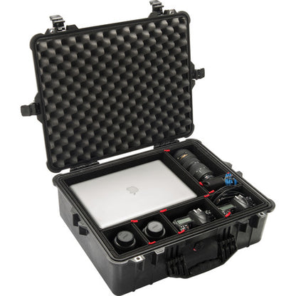 [CLEARANCE] Pelican 1600 Protector Case Unbreakable Airtight Watertight Hard Casing with Rubber Over-Molded Handle, Automatic Pressure Equalization Valve, IP67 Rating (with Foam / Dividers) (Black)
