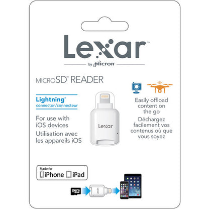 Lexar LRWMLBAP MicroSD Memory Card Reader with Lightning Connector for iOS Devices