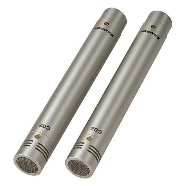 Samson C02 Pencil Cardioid Condenser Microphones with Gold Plated XLR Connectors (Available in Single and in Pair) for Studio, Recordings, Acoustics