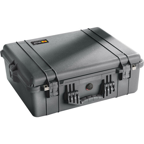 Pelican 1600 Protector Case Unbreakable Airtight Watertight Hard Casing with Rubber Over-Molded Handle, Automatic Pressure Equalization Valve, IP67 Rating (with Foam / Dividers) (Black)