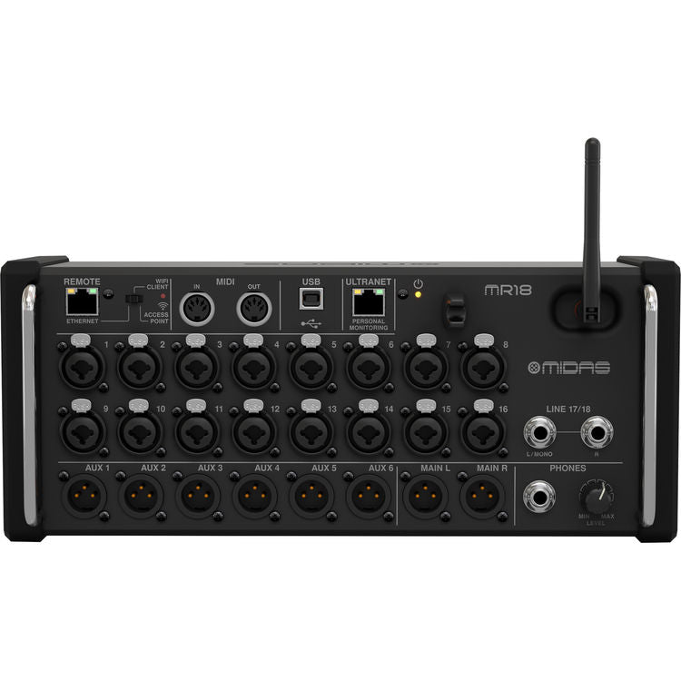 Midas MR18 18-Input Digital Mixer for iPad/Android Tablets with Wi-Fi and USB Recorder