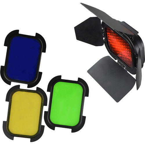 Godox BD-07 Barn Door with Detachable Honeycomb Grid and 4 Color Filters for AD200pro AD200 Pocket Speedlite Flash