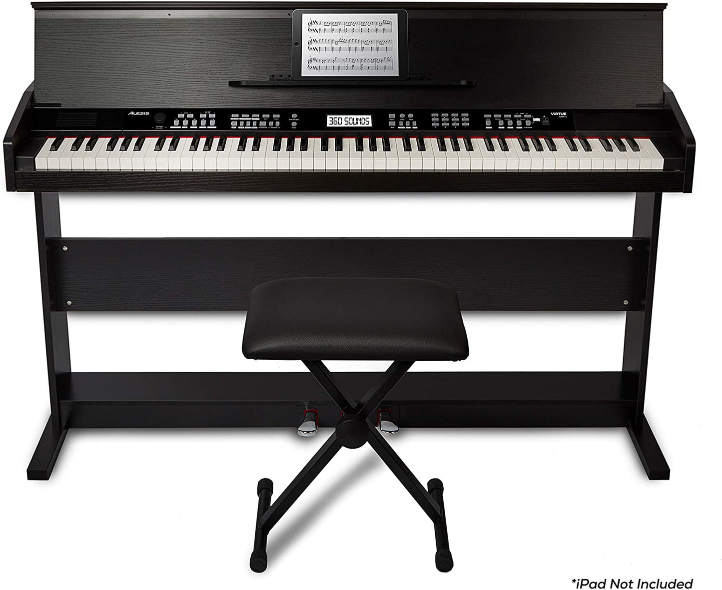 Alesis Virtue 88-Key Beginner Digital Piano with Full-Size Velocity-Sensitive Keys, Lesson Mode, Power Supply, Built-In Speakers