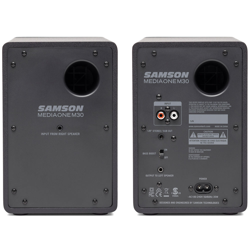 Samson MediaOne M30 Powered Studio Monitors Pair HD Full-Range Sound Music, Video Production Gaming