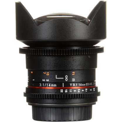 [CLEARANCE] Samyang Manual Focus 14mm T3.1 VDSLR II Cine Lens Suitable for Canon EF DSLR Camera SYDS14M-C