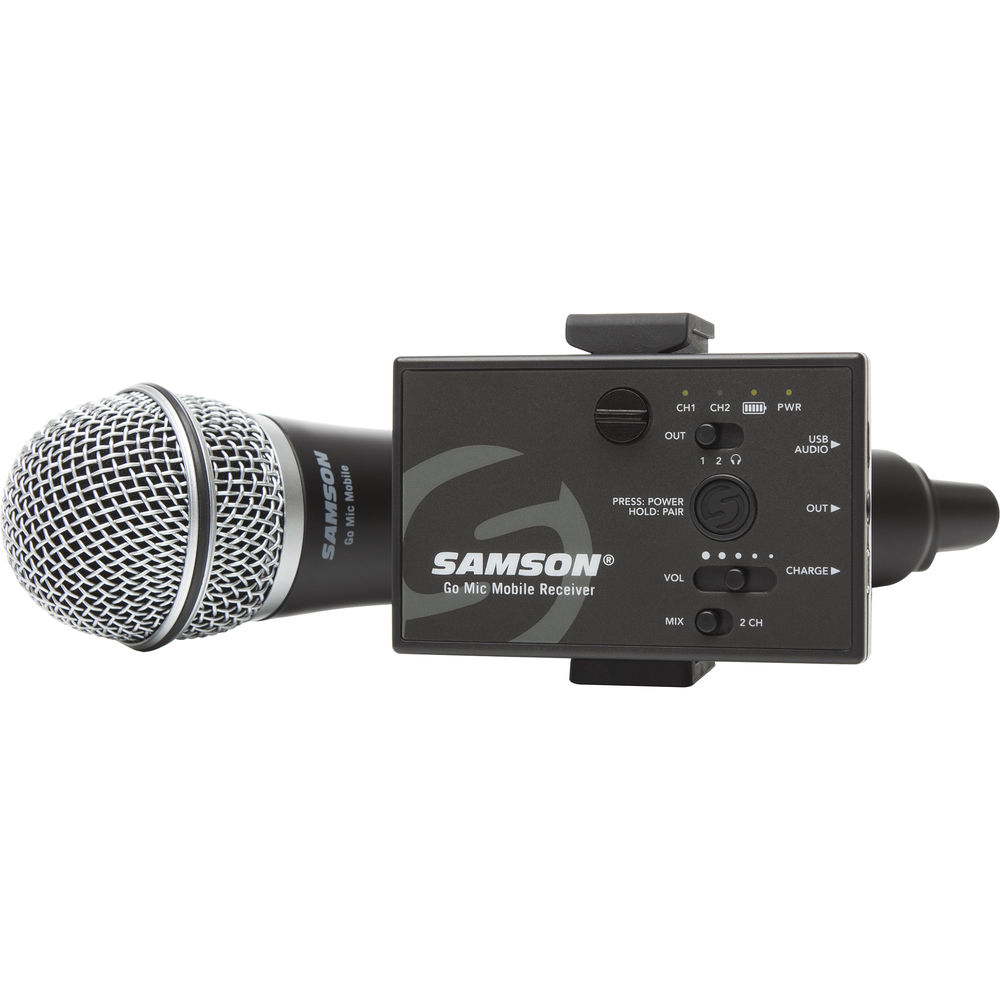 Samson Go Mic Mobile Handheld Wireless System with Q8 Professional Dynamic Microphone for Android iOS Devices