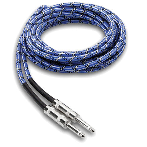 Hosa Technology 3GT Series Cloth Guitar Cable (Blue/White/Black) - 18'