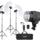 Godox MiniMaster K-150A 3-KIT Studio Photography Triple Studio Continuous Light Set Kit with 150W Flash Heads, Wireless Trigger, Light Stands, Parabolic Diffusers, Reflector and Carrying Bag for Studio Photography & Lighting