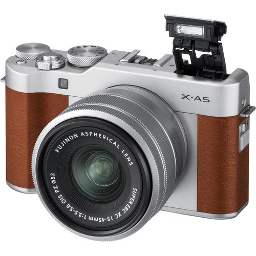 FUJIFILM X-A5 Mirrorless Camera with 15-45mm and 50-230mm Lens Kit (Brown)
