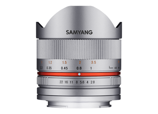 Samyang 8mm f/2.8 Manual Focus Fisheye II Lens (Fuji X Mount) for Fujifilm Mirrorless Camera for Creative Photography and Videography (Silver)