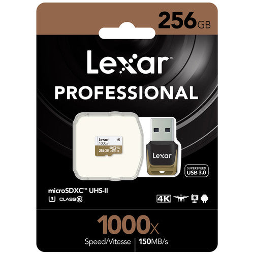 Lexar Professional 256GB 1000x microSDXC UHS-II Memory Card with USB 3.0 Card Reader