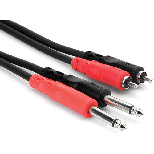 Hosa Technology Two 1/4" Phone Male to Two 1/4" Phone Male Unbalanced Cable (Molded Plugs) - 3.3'