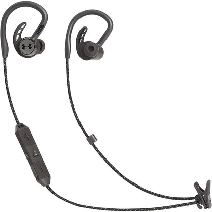 [CLEARANCE] JBL Under Armour Pivot Black Wireless Sport In-Ear Headphones Sweatproof Waterproof Workout Athletics (Black, White)