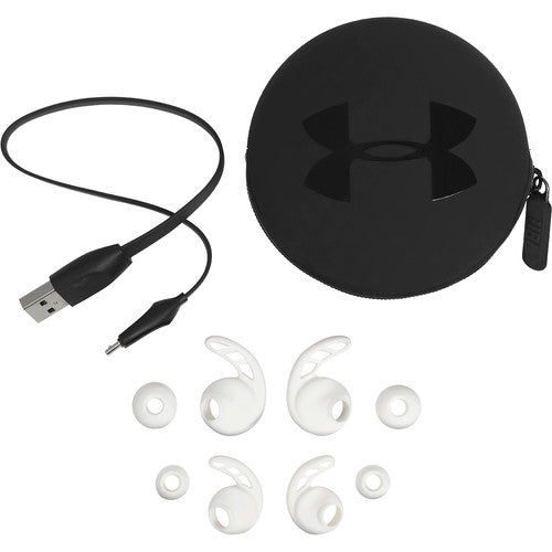 JBL UA Sport Wireless REACT Under Armour Bluetooth Earphones Waterproof IPX7 In-Ear Headphones up to 9 Hours Playtime (Black, White)