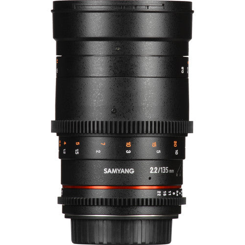 Samyang 135mm T2.2 Manual Focus VDSLR II Cine Lens (EF Mount) for Canon DSLR Camera for Professional Cinema Videography