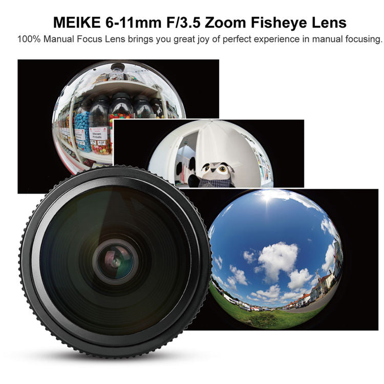 Meike 6-11mm for Canon f/3.5 Wide Angle Fish Eye Manual Focus Lens for EF Mount DSLR