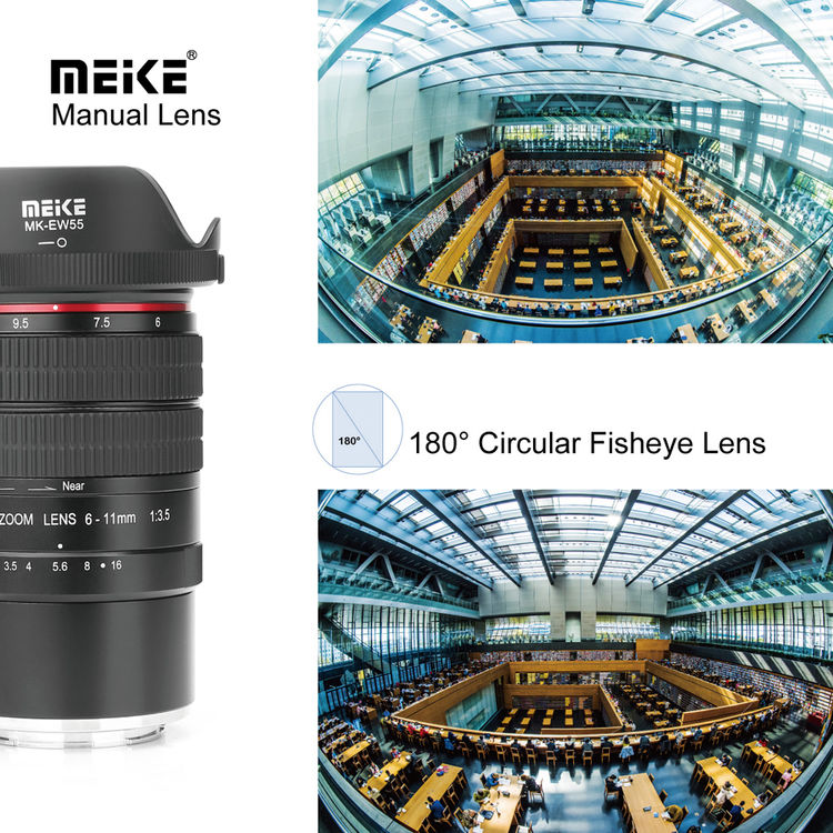 Meike 6-11mm for Canon f/3.5 Wide Angle Fish Eye Manual Focus Lens for EF Mount DSLR