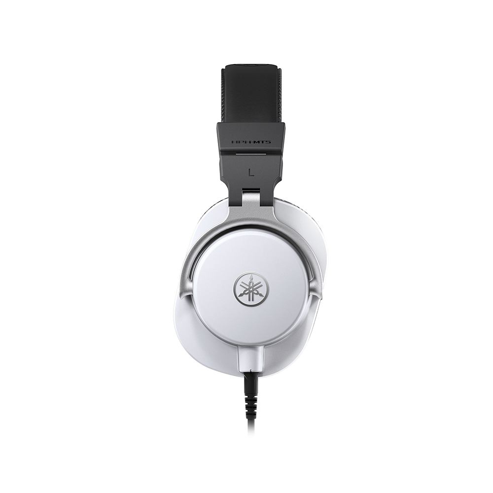 Yamaha HPH-MT5 Stereo Studio Monitor Circumaural Headphones with 40mm CCAW Drivers, Reversible Earcups, and Detachable Male to Male 3.5mm AUX Cable for Audio Production (White)