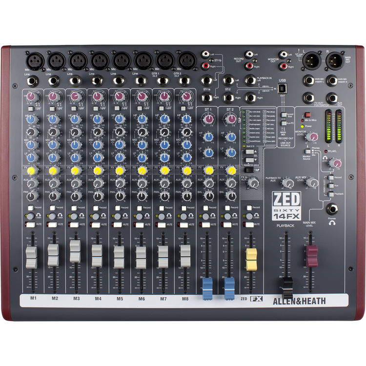 Allen & Heath ZED60-14FX Live and Studio Mixer with Digital FX and USB Port