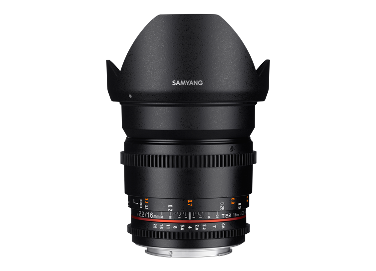 Samyang 16mm T2.2 Wide Angle Manual Focus VDSLR II Cine Lens (E Mount) For Sony Mirrorless Cameras for Professional Cinema Videography