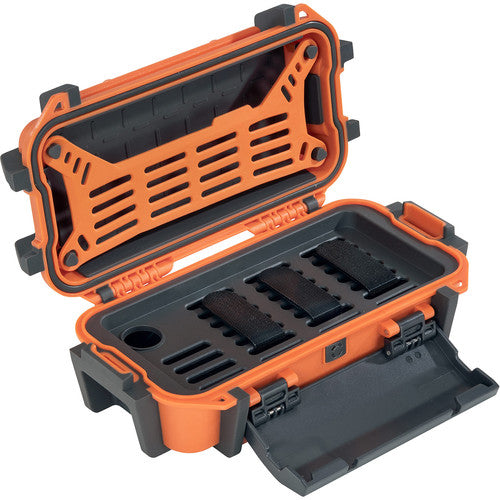 Pelican R20 Personal Utility Ruck Case Watertight Dustproof Hard Casing with Dual-Pivot Latch, Multiple External Attachment Points and Built- in Purge Valve IP68 Rating for Smartphones and Small Accessories (Black, Orange)