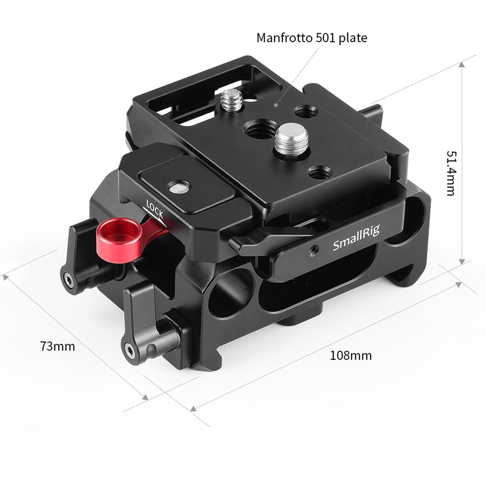 SmallRig 501PL-Compatible Aluminum Baseplate for BMPCC 6K and 4K - DBM2266B