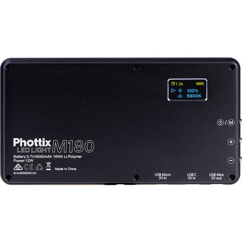 Phottix M180 Bicolor LED Panel and Power Bank (Black)