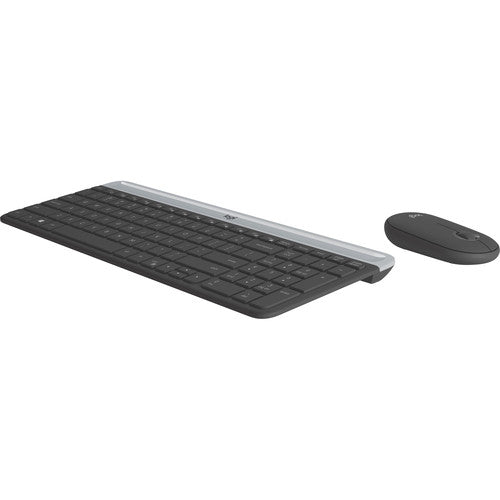 Logitech MK470 Slim Wireless Minimalist Keyboard and Mouse Combo with 1000 DPI, Nano Receiver (Graphite, White)