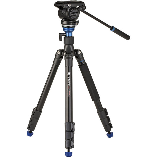 Benro Reverse-Folding Aluminum Travel Tripod with S4 Pro Fluid Video Head for DSLR and Mirrorless Camera A2883FS4Pro