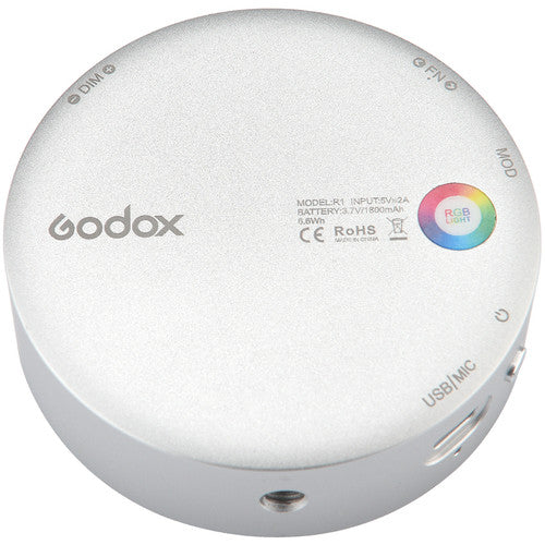 Godox R1 Round RGB Mini Creative Light LED Video Light Fill Light 2500K-8500K CRI 98 for Video Recording and Photo