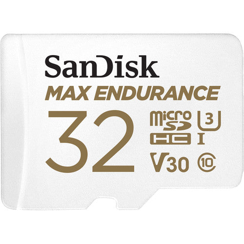 SanDisk MAX ENDURANCE microSD Card U3, V30, 4K UHD SDXC Class 10, 100mb/s and 40mb/s Read and Write Speed with Adapter (32GB, 64GB, 128GB, 256GB)