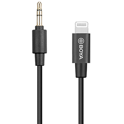 Boya BY-K1 3.5mm Male TRS 20cm Male Lightning Adapter Cable Compatible with iPhone iOS Devices