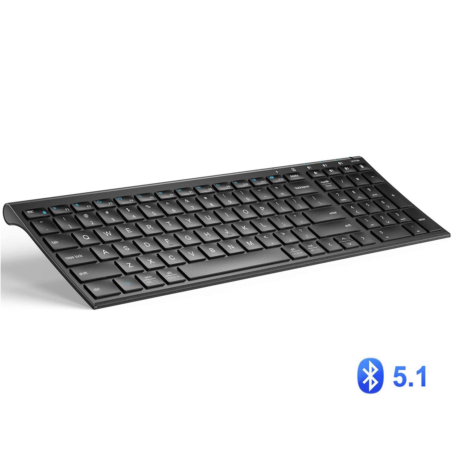 iClever BK10 Universal Bluetooth Wireless Keyboard with Rechargeable Ultra-Slim with Number Pad, Ergonomic Design, Full Size, Stable Connection for Windows, iOS, Android, (GREEN, BLACK) BK-10 BK 10