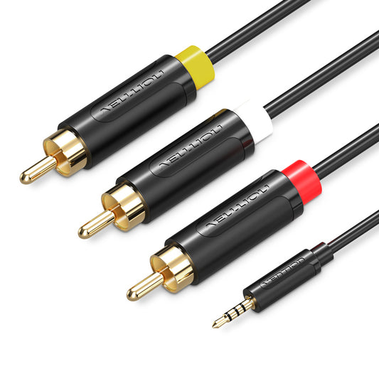Vention TRS 3.5mm Male to Triple RCA Male Gold Plated (BCJ) Audio Cable for Amplifiers, Sound Box, TV (1.5M and 2M)