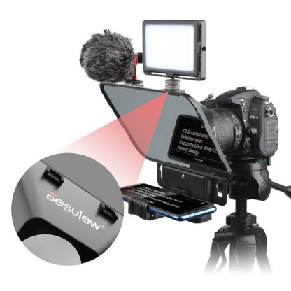 Desview / Bestview T3 11" Universal Teleprompter with Horizontal / Vertical Shooting, Bluetooth Remote Control and Mobile App Support for DSLR, Smartphone and Tablet