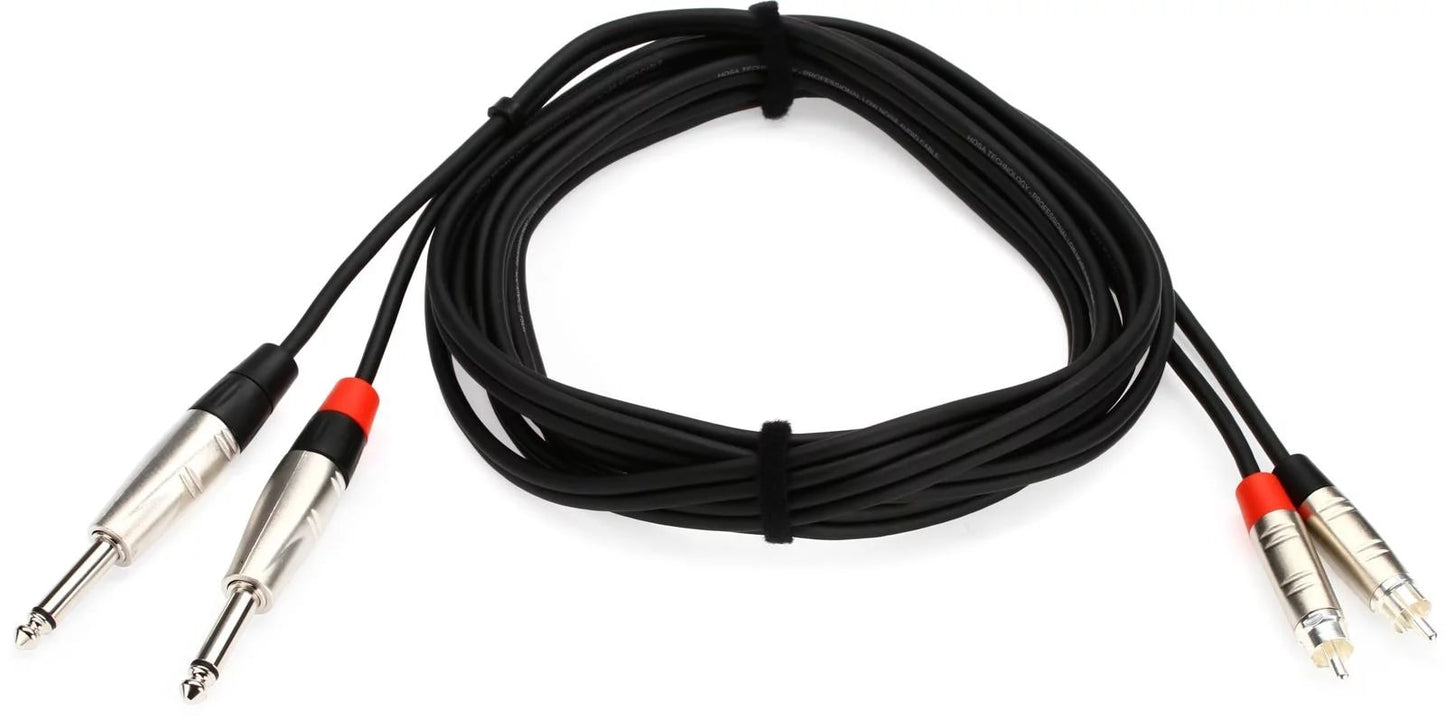 Hosa Technology HPR-003X2 Dual 1/4" TS Male to Dual RCA Male Stereo Audio Cable (3')
