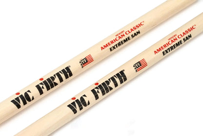 Vic Firth American Classic Extreme 5A Hickory Wood Tear Drop Tip Drumsticks (Pair) Drum Sticks for Drums and Percussion (Wood, Nylon Tips)