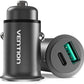 Vention USB A / Type-C Car Charger Quick Charge 3.0 Aluminum Alloy Dual Mini Style QC 3.0 for Mobile Phones, Tablets, Speakers (CC-63-H)