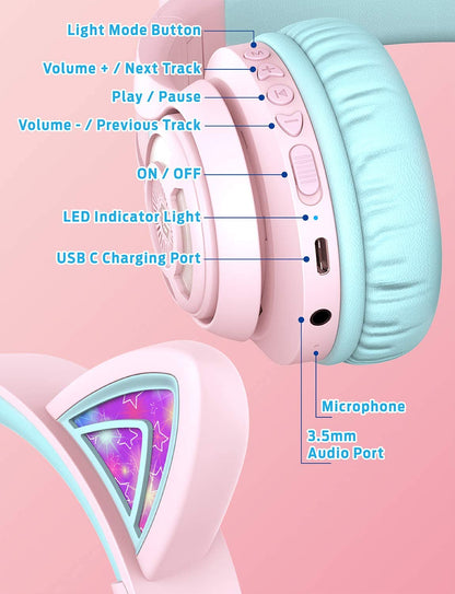 [CLEARANCE] iClever BTH13 Bluetooth 5.0 Headphones with 3 setting Volume Limiter Features and up to 45H Playtime for Kids 3-16yrs old C04-2083N-01