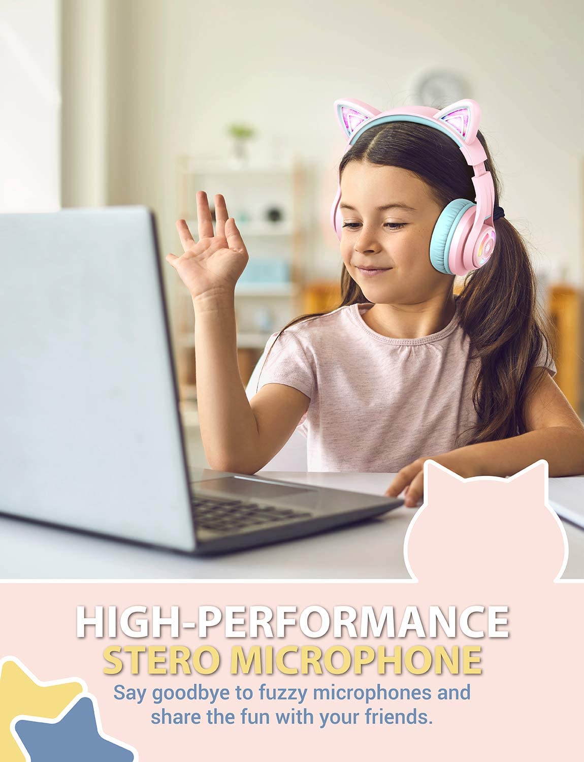 iClever BTH13 Bluetooth 5.0 Headphones with 3 setting Volume Limiter Features and up to 45H Playtime for Kids 3-16yrs old C04-2083N-01