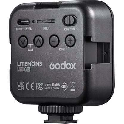 [CLEARANCE] Godox LED6Bi Litemons Bi-Color Pocket Sized LED Video Light (3200 to 6500K) 1800mAh Lithium Battery