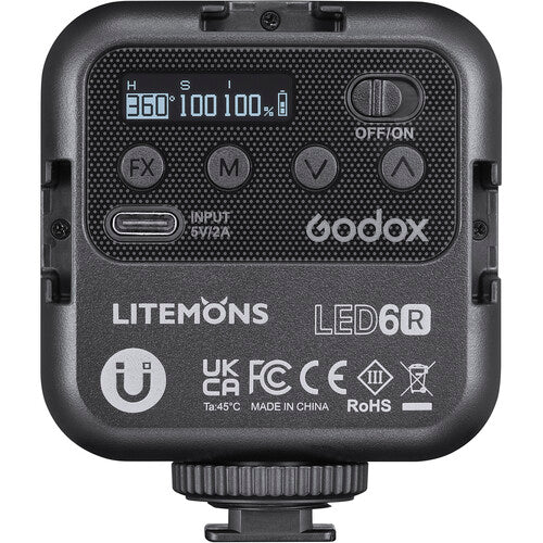 Godox Litemons LED6R Adjustable RGB LED 1800mAh 3200k-6500k Rechargeable Video Light