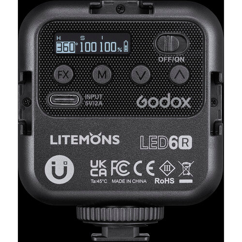 Godox Litemons LED6R Adjustable RGB LED 1800mAh 3200k-6500k Rechargeable Video Light