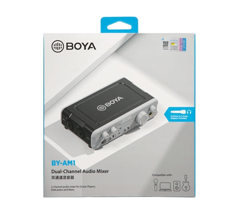 Boya BY-AM1 Dual Channel Audio Mixer USB Audio Interface Professional Sound Card for Dynamic/Condenser XLR Mics